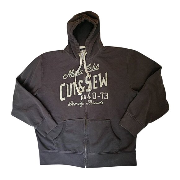 Vintage Ecko Unltd Hoodie Mens XXL Gray 'Cut & Sew' Full Zip Sweater Streetwear - Picture 1 of 9